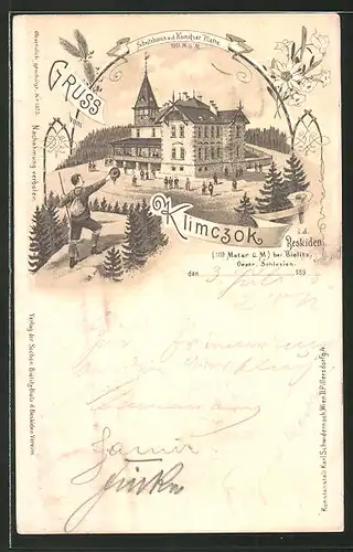 Lithographie Klimczok, Schutzhaus auf der Kamitzer Platte
