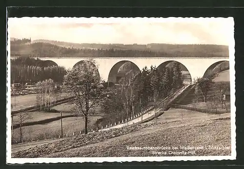 AK Weissensand, Reichsautobahnbrücke im Göltzschtal