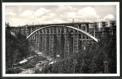 AK Hermsdorf, Bau der Teufelstalbrücke der Reichsautobahn