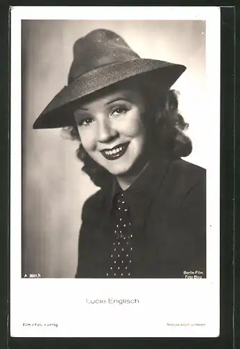 AK Portrait der Schauspielerin Lucie Englisch mit Hut