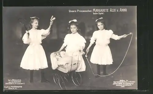 AK Prinzessinnen Margarete, Alic und Anna von Sachsen beim Spiel