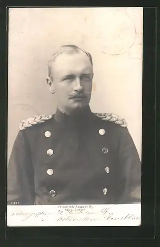 AK König Friedrich August III. von Sachsen in Uniform