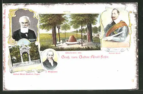 AK Lützen, Schwebenstein, Gustav-Adolf-Denkmal, Gustav-Adolf Portrait