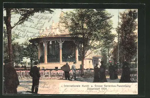 AK Düsseldorf, Internationale Kunst- und Grosse Gartenbau-Ausstellung 1904, Blick auf das Musikpavillon
