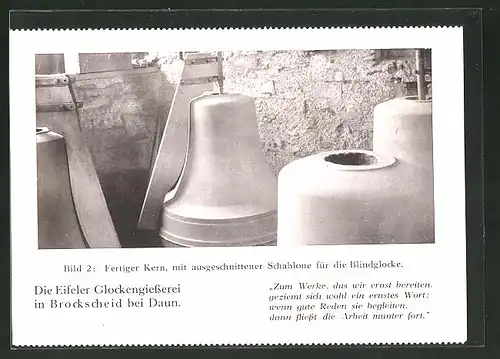 AK Brockscheid, Glockengiesserei, Fertiger Kern, mit ausgeschnittener Schablone