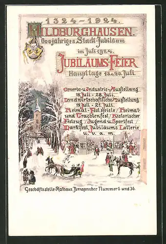 Künstler-AK Hildburghausen, Feier zum 600-jährigen Stadt-Jubiläum 1924