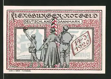 Notgeld Flensburg 1920, 50 Pfennig, deutsch-dänische Grenze