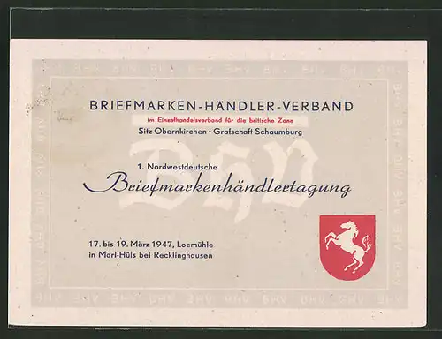AK Marl-Hüls, 1. Nordwestdeutsche Briefmarkenausstellung 1947