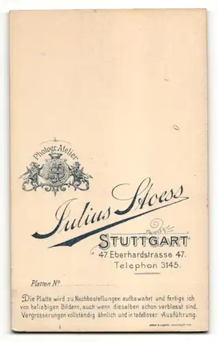 Fotografie Julius Stoess, Stuttgart, Portrait bezauberndes Fräulein