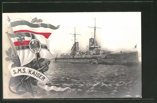 AK Kriegsschiff S.M.S. Kaiser, Reichskriegsflagge