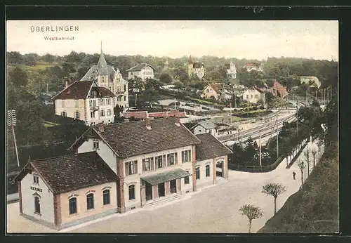 AK Überlingen, Teilansicht mit Westbahnhof