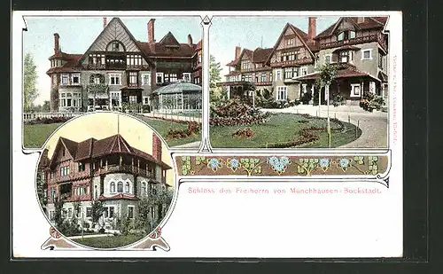 AK Bockstadt, Schloss des Freiherrn von Münchhausen-Bockstadt, verschiedene Ansichten
