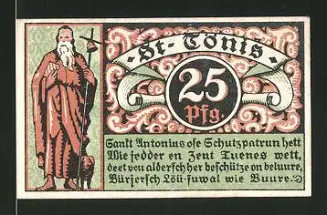 Notgeld St. Tönis 1921, 25 Pfennig, St. Antonius