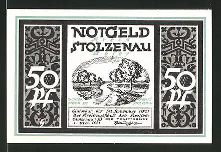 Notgeld Stolzenau an der Weser 1921, 50 Pfennig, das Uchter Moor, Szene aus Buschs Werken