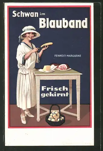 AK Reklame für Blauband Feinkost-Margarine