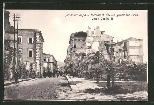 AK Messina, Dopo il terremoto del 28 Dicembre 1908, Corso Garibaldi, Erdbeben