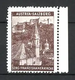 Reklamemarke Salzburg, Teilansicht mit Franziskanerkirche