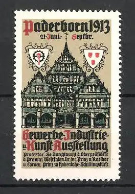 Reklamemarke Paderborn, Gewerbe-, Industrie- und Kunstausstellung 1913, Rathaus