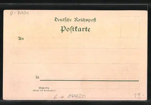 Lithographie Priesteblich, Gasthof von Th. Klöden, Rittergut, Kirche und Pfarrhaus