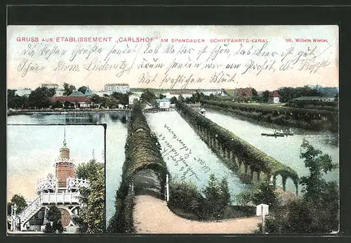 AK Berlin-Charlottenburg, Etablissement Carlshof am Spandauer Schiffahrts-Kanal
