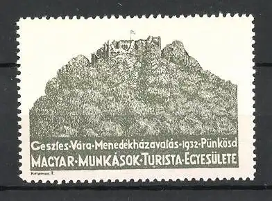 Reklamemarke Magyar Munkasok Turista Egyesülete 1932