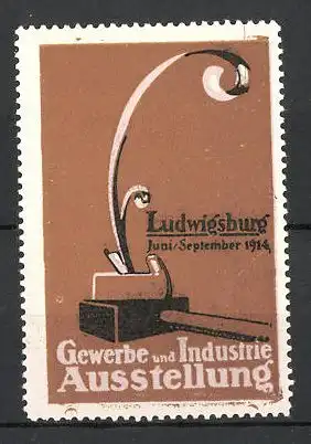 Reklamemarke Ludwigsburg, Gewerbe und Industrie Ausstellung 1914, Schreibfeder