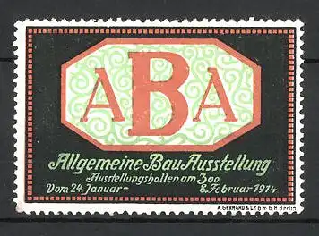 Reklamemarke Berlin, Allgemeine Bau Ausstellung "ABA" 1914