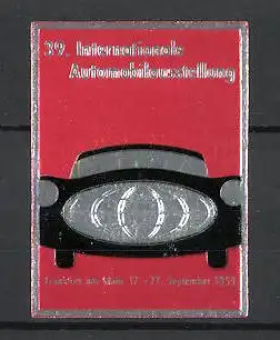 Präge-Reklamemarke Frankfurt/ Main, 39. Internationale Automobilausstellung 1959, Auto