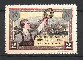 Reklamemarke Römerstadt, Gewerbe-Ausstellung 1909, Ortsansicht