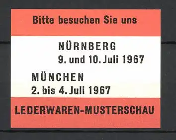 Reklamemarke Nürnberg, Lederwaren-Ausstellung 1967