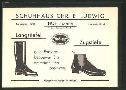 AK Hof, Schuhhaus Chr. E. Ludwig, Stiefel