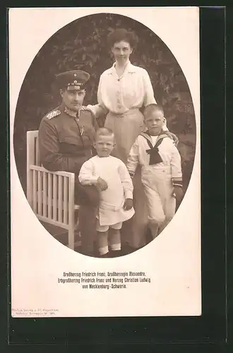 AK Grossherzog Friedrich Franz, Alexandra mit den Kindrn Friedrich Franz und Christian Ludwig von Mecklenburg-Schwerin