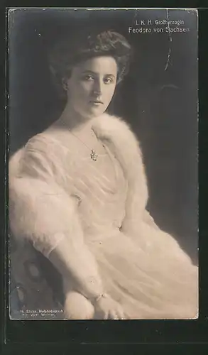 AK Grossherzogin Feodora von Sachsen, Portrait als junge Dame