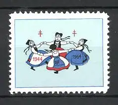 Reklamemarke Danmarks Julemaerke Forening's Hjaelp Til Tuberkulose 1944-1964, Trachtenmädchen aus Dänemark tanzen