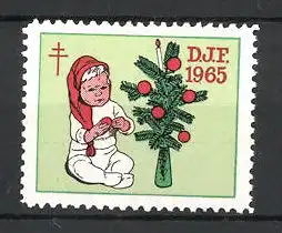 Reklamemarke Danmarks Julemaerke Forening's Hjaelp Til Tuberkulose, 1965, kranker Knabe mit Tannenzweig