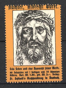 reklamemarke albrecht drer biographie auswahl seiner werke seybolds buchhandlung ansbach jesus mit - Albrecht Drer Lebenslauf reklamemarke albrecht drer biographie auswahl seiner werke seybolds buchhandlung ansbach jesus mit - Albrecht Drer Lebenslauf