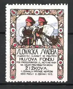 Reklamemarke Zizkova, Slovacka Svadba 1913, Trachtenfrauen