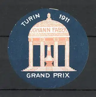 Reklamemarke Johann Faber, Grand Prix Turin 1911, Pavillon