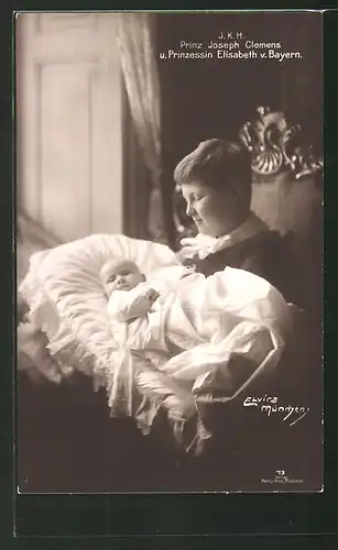 AK Prinz Joseph Clemens von Bayern mit der Prinzessin Elisabeth von Bayern als Baby