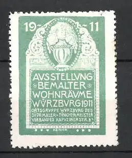 Reklamemarke Würzburg, Ausstellung f. bemalte Wohnräume 1911