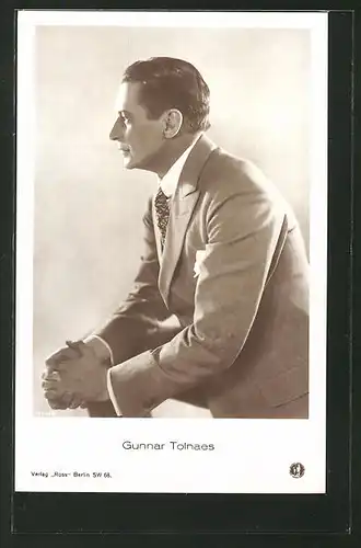 AK Schauspieler Gunnar Tolnaes, Portrait des Schauspielers im Profil