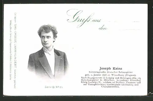 AK Schauspieler Joseph Kainz, Portrait des Schauspielers