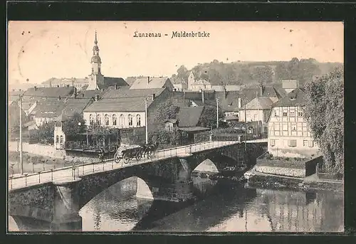 AK Lunzenau, Teilansicht mit Muldenbrücke