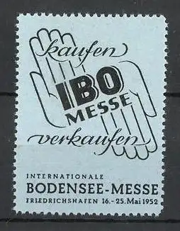 Reklamemarke Friedrichshafen, internationale Bodensee-Messe 1952, Messelogo