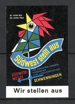 Reklamemarke Schwenningen, Südwest-Messe 1967, Messelogo - Wetterfahne