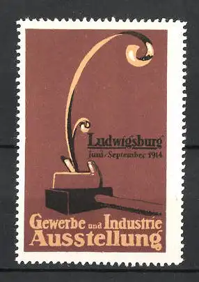 Reklamemarke Ludwigsburg, Gewerbe-und Industrie-Ausstellung 1914, Hobel