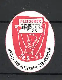 Reklamemarke Frankfurt, Fleischer-Fachausstellung 1959, Metzgergeselle