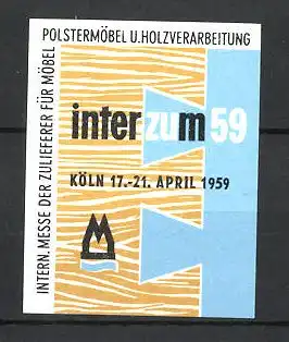 Reklamemarke Köln, internationale Messe für Möbel 1959, Messelogo