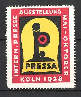Reklamemarke Köln, internationale Presse-Ausstellung 1928, Messelogo
