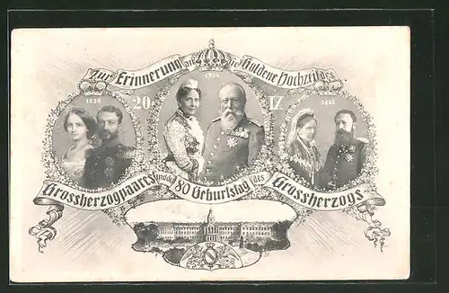 Künstler-AK Erinnerung an die goldene Hochzeit des Grossherzogspaares 1906